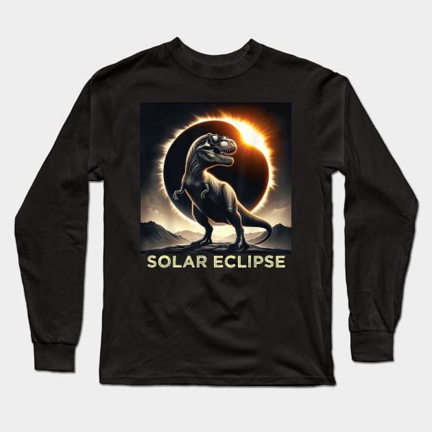 Dinosaur Astrology Celestial Solar Eclipse Astrology Lovers Long Sleeve T-Shirt by Gearlds Leonia